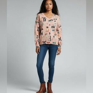 BOUTIQUE PINK DOG PRINT SWEATER KNIT TOP